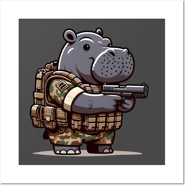 Tactical Hippo Wall Art by Rawlifegraphic